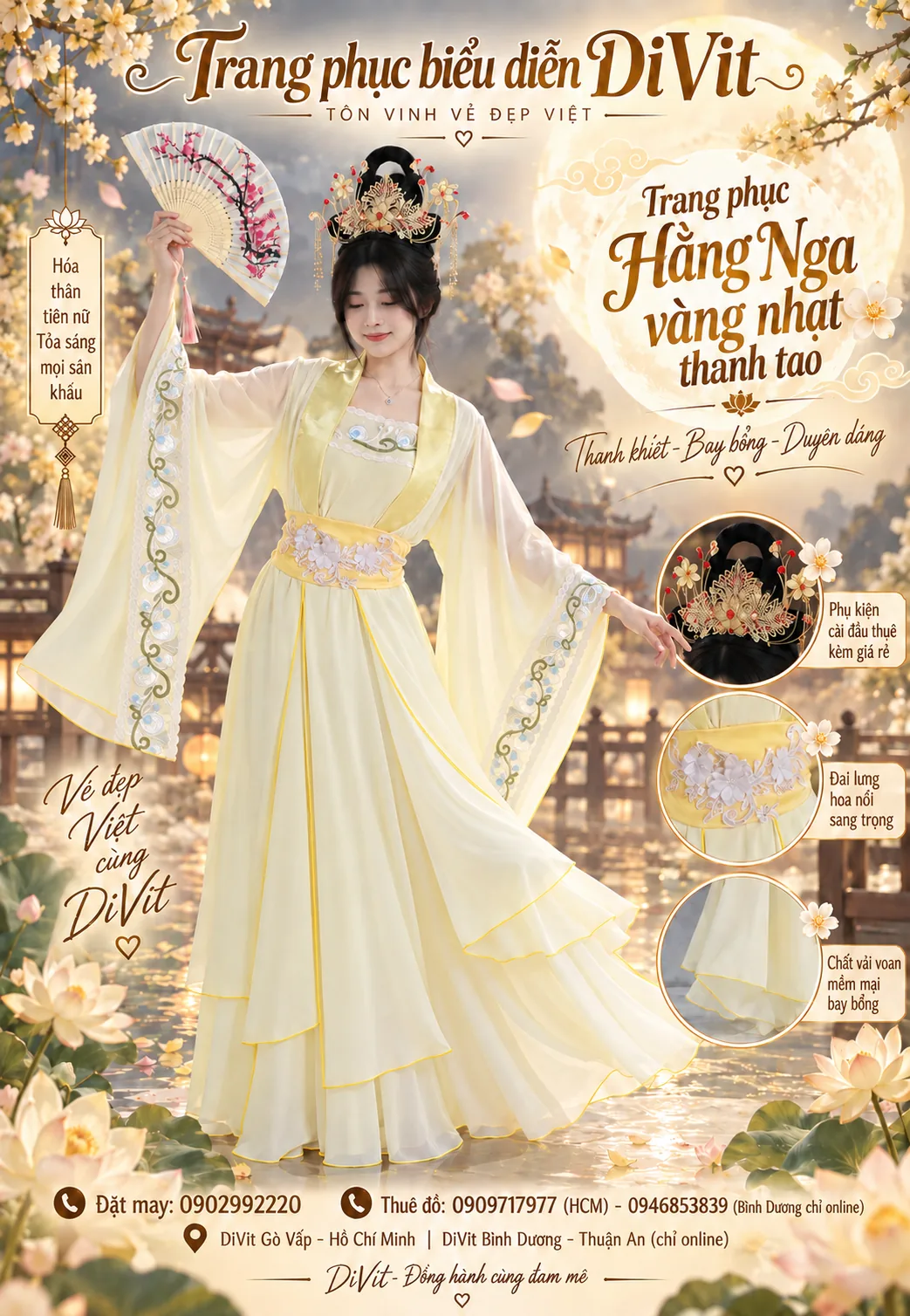 Thuê đồ Hằng Nga vàng nhạt