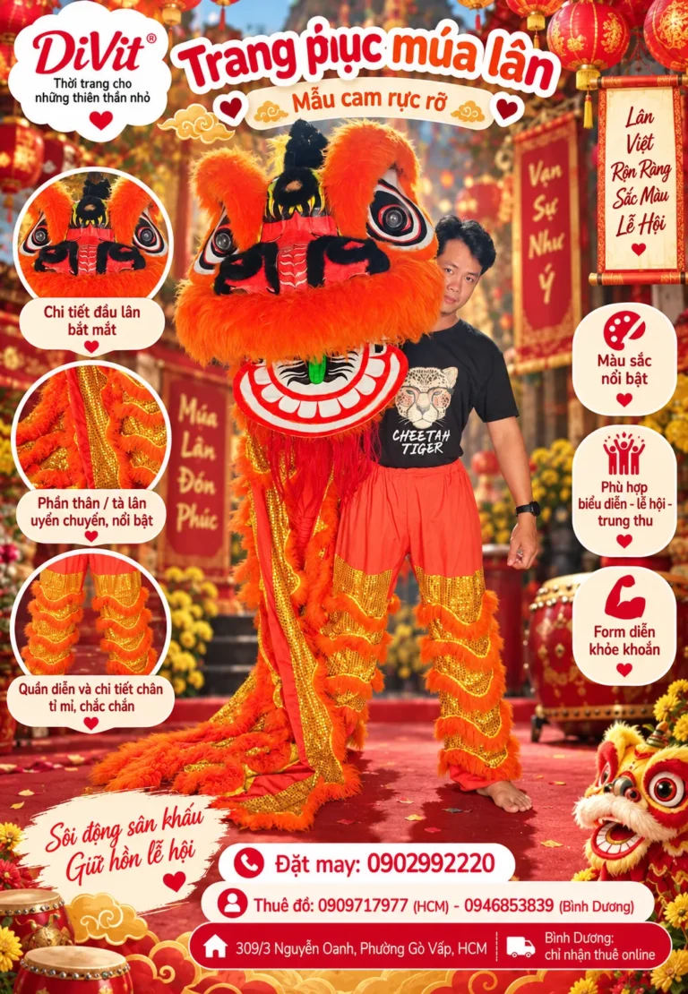 Cho thuê đồ múa Lân màu cam