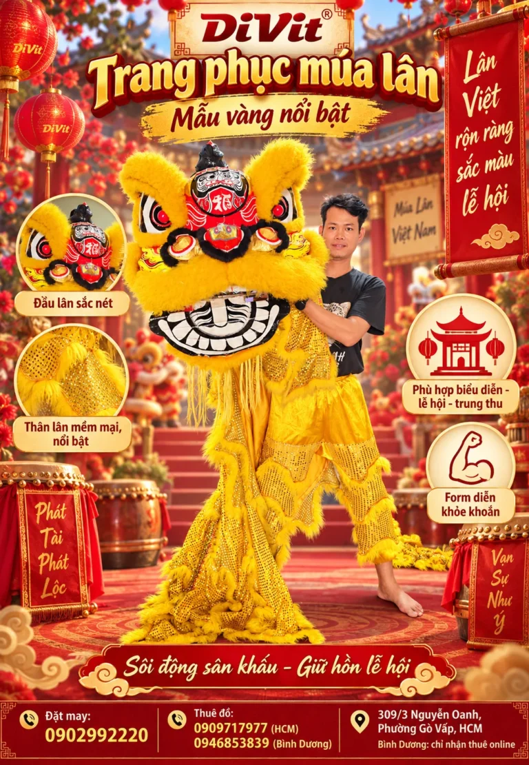 Thuê đồ múa Lân vàng tự múa
