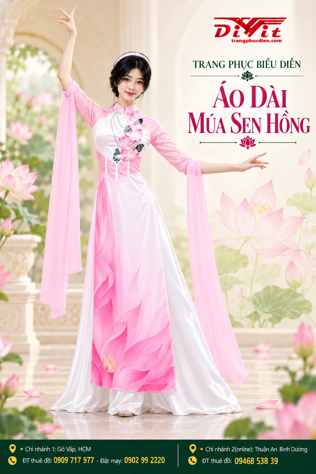 Áo dài múa sen hồng