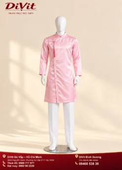 Áo dài nam hồng nhạt