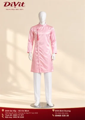 Áo dài nam hồng nhạt
