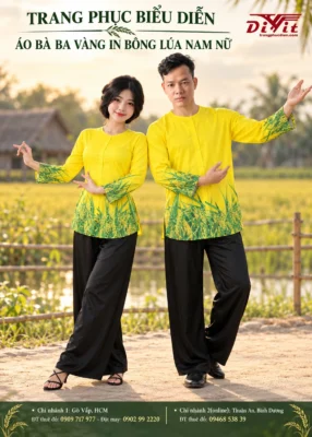 áo bà ba vàng diễn múa nhóm
