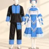 Cặp trang phục dân tộc Hmong đen xanh trắng xanh