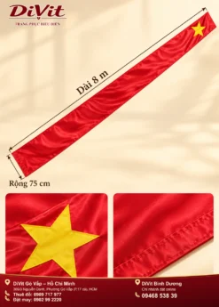 Cờ dài đỏ sao vàng 8m rộng 75cm