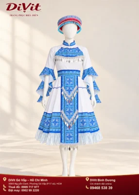 Dân tộc Hmong nữ trắng xanh biển