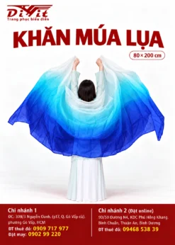 Khăn lụa múa xanh trắng