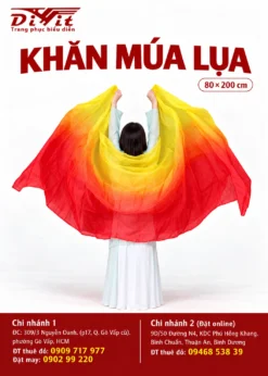 Thuê khăn múa lụa đỏ vàng