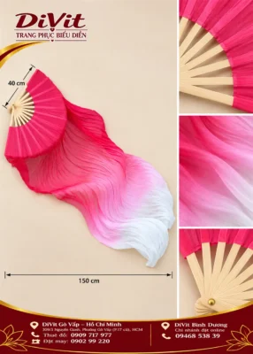 Quạt múa đỏ loang hồng trắng