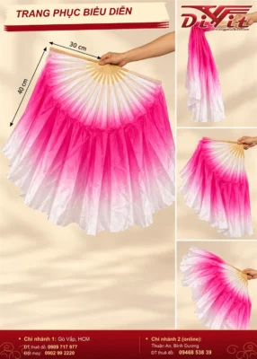 Quạt múa hồng trắng