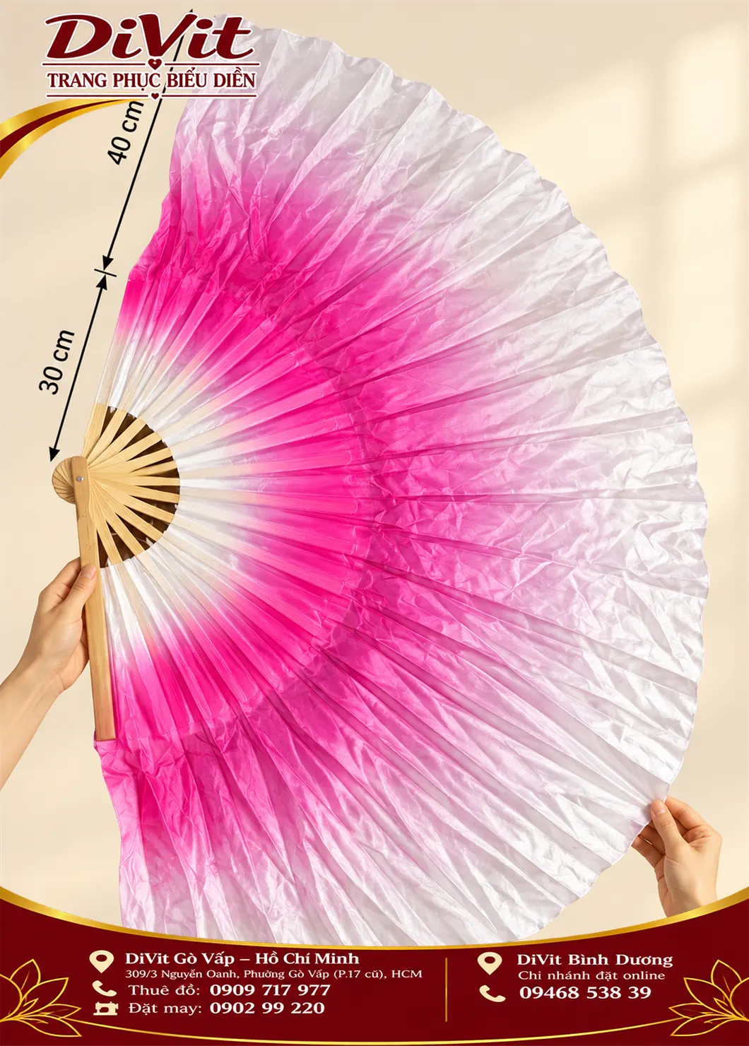 Quạt múa hồng trắng