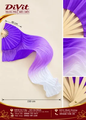 Quạt lụa múa tím loang trắng