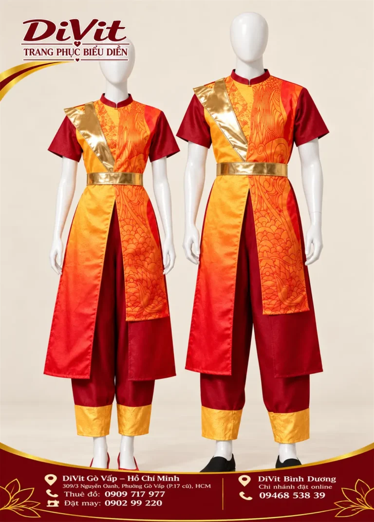 Trang phục múa cặp đỏ cam