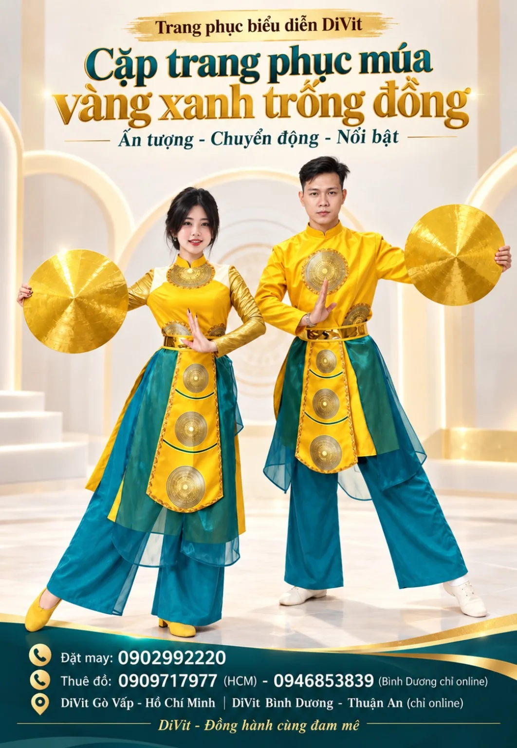 Trang phục múa cặp vàng xanh